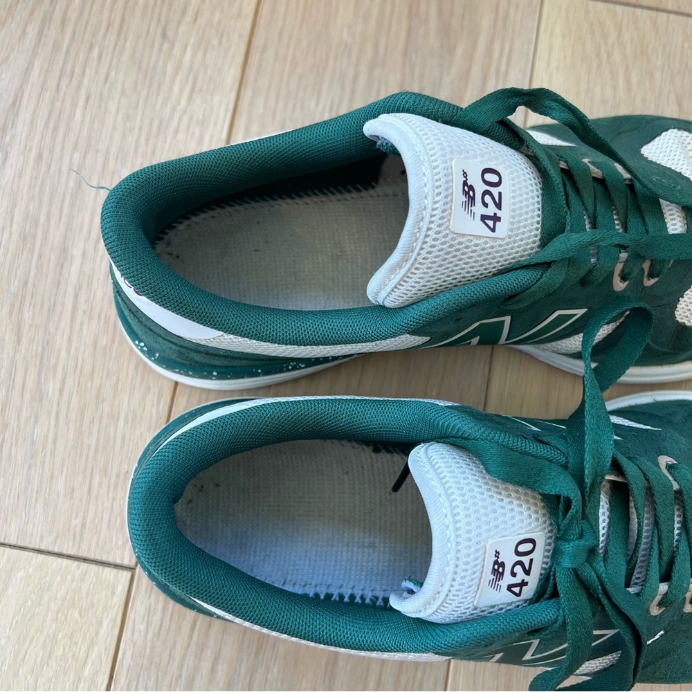Vegan Friendly New Balance Numeric 420 Green and White Sneakers - Picture 6 of 9